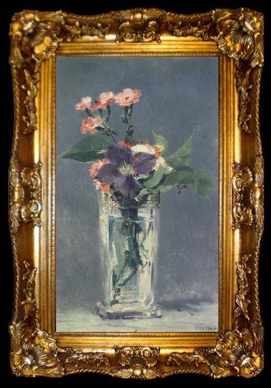 framed  Edouard Manet Carnations and Clematis in a Crystal Vase (mk40), ta009-2